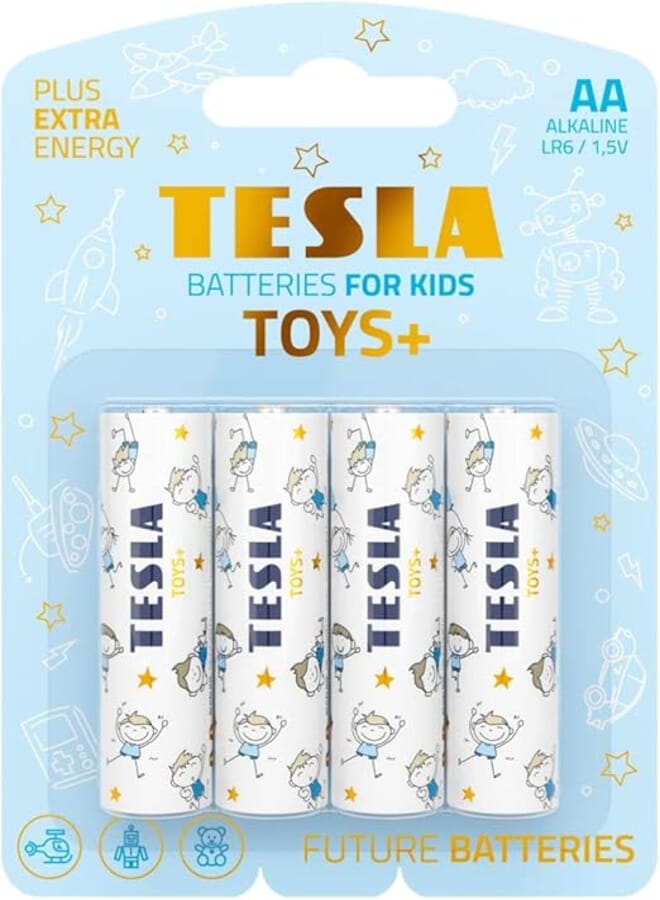 Tesla Batteries AA TOYS+ Alkaine Plus Extra Energy Batteries BOY BLISTER FOIL 4pcs